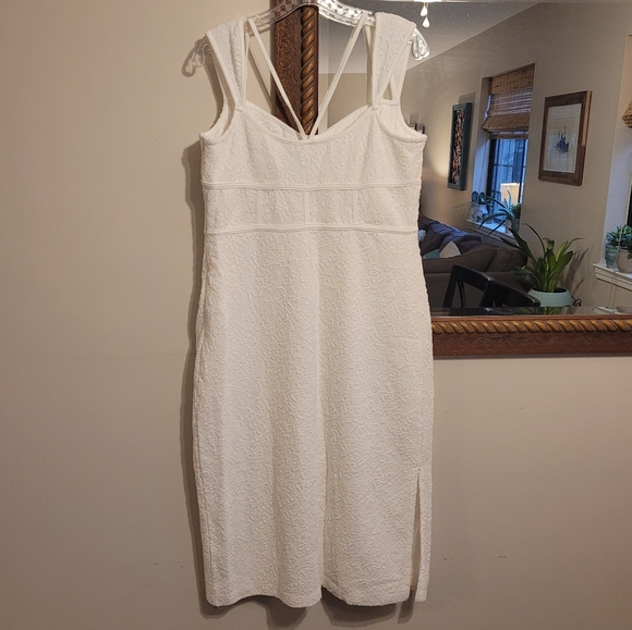 NWT Anthropologie Textured Knit Midi Dress Ivory Sleeveless Strappy - Picture 5 of 6